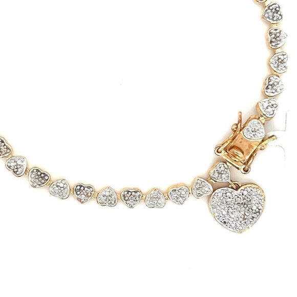Gold Over Silver Diamond Accent Heart Bracelet (NWT) - Picture 3 of 6
